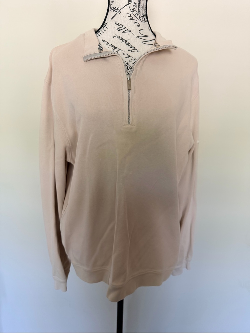Burberry Golf Cream Quarter-Zip Pullover with Signature Trim